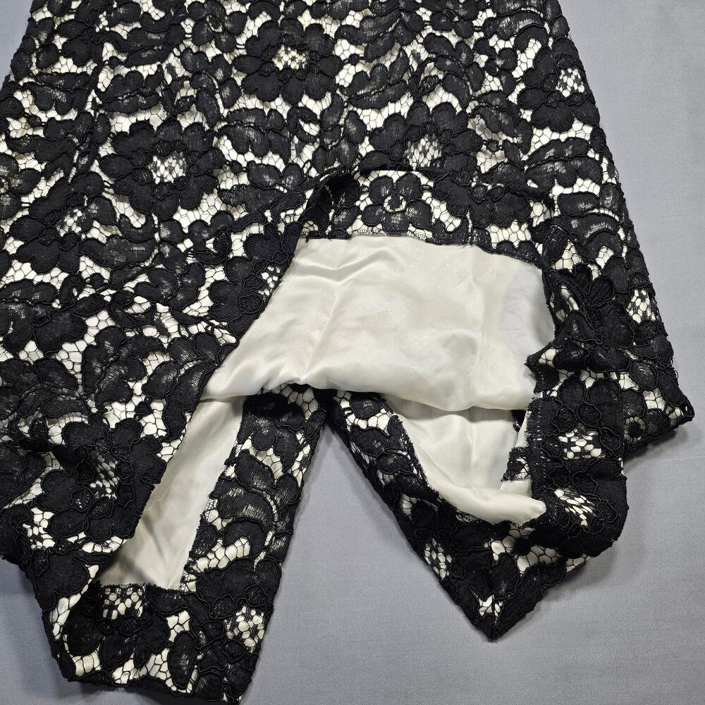 Moschino Back Floral Lace Mini Dress Sleeveless V-Neck Lined Women's Size 4 Zip - Picture 7 of 9